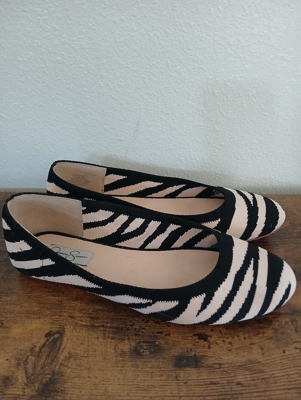 Jessica Simpson Zebra-Print Ballet Flats - Black and Cream